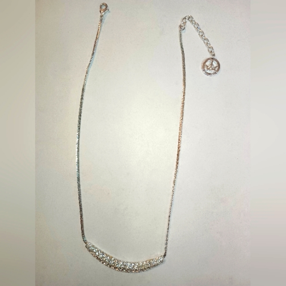 VINTAGE CROWN TRIFARI PAVE CLEAR RHINESTONE NECKLACE